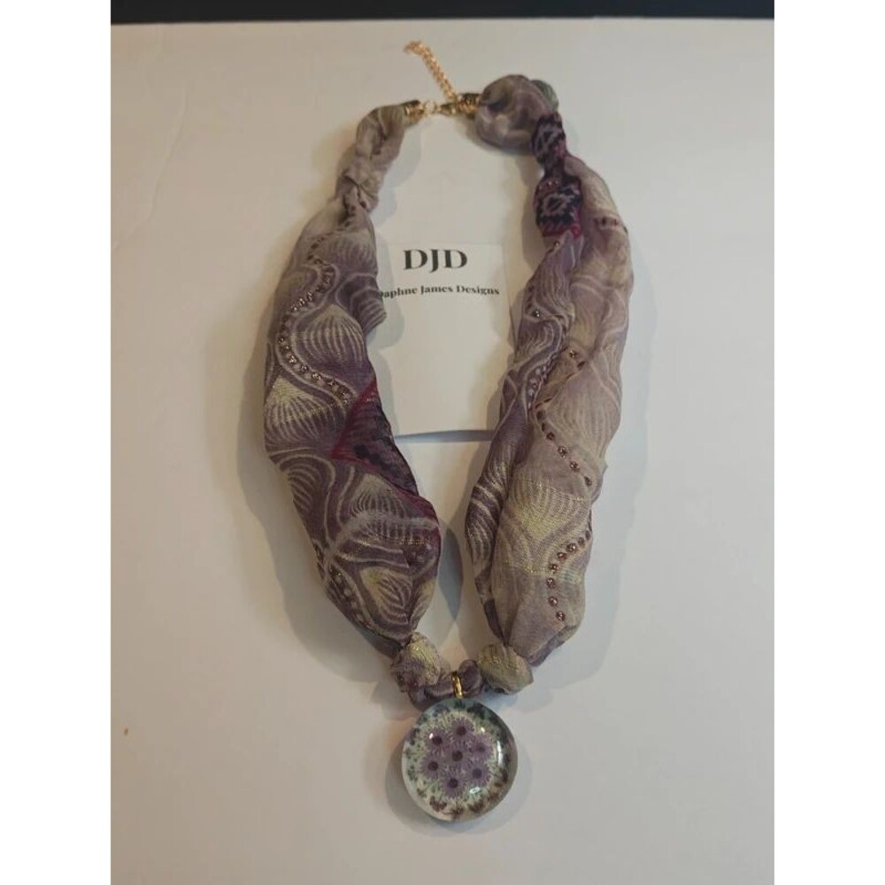 Handmade Chindi Rug & Glass Cabochon Statement Necklace